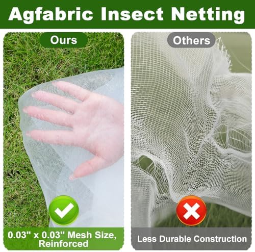 Agfabric Garden Netting 9.8X 49.2 FT Insect Pest Barrier Bird Netting for Garden Protection,Row Cover Mesh Netting for Vegetables Fruit Trees and Plants,White