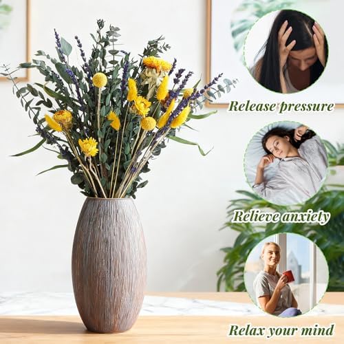 Mixed Dried Eucalyptus Stems with Lavender, Yellow Bunny Tails