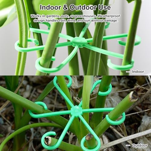 6pcs Climbing Houseplant Stem Supports,Plant stem Support Indoor Outdoor Use,Stem Hook Growth Accessories for Plant Garden, Promotes Upright Growth and Airflow(Green)