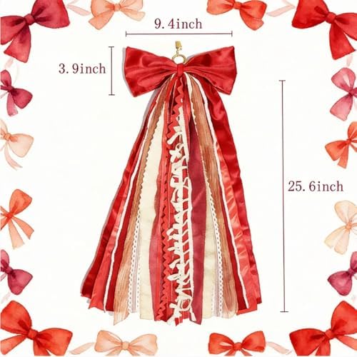 Christmas Decorations, Red Velvet Bows for Front Door Wreath Decor