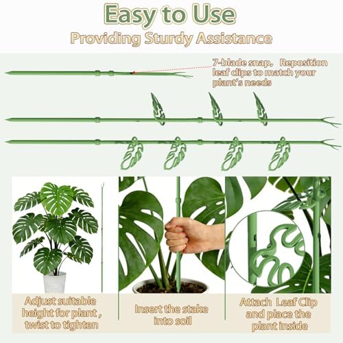 Telescoping Monstera Plant Support Stakes, Adjustable Climbing Plant Stakes