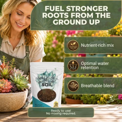 Professional Succulent Soil Mix Ready to Use Extra Large 8.2 Quarts, Premium Potting Soil for Succulents and Cactus, Fast Draining Blend Canadian Peat Coarse Sand Pinebark Indoor Made in USA