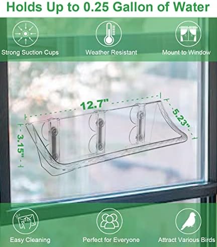 Clear Window Mounted Bird Feeder Bath, 2 Pack