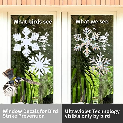 YUOROS 55 Pieces Snowflake Window Clings Christmas Window Stickers