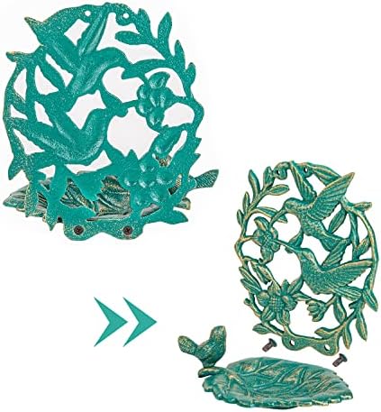 Sungmor Cast Iron Wall Mounted Green Bird Feeder - Hummingbird Design