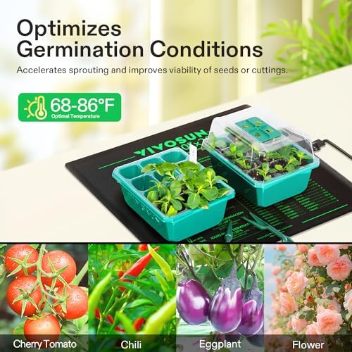 VIVOSUN Durable Waterproof Seedling Heat Mat 20" x 20.75" and Digital Heat Mat Thermostat Controller, 40–108 ºF 1000W