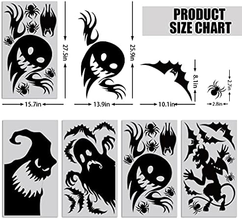 CCINEE Halloween Window Cling Sticker,Giant Spooky Monster Silhouette Window Decal for Halloween Party Decoration,4 Sheet