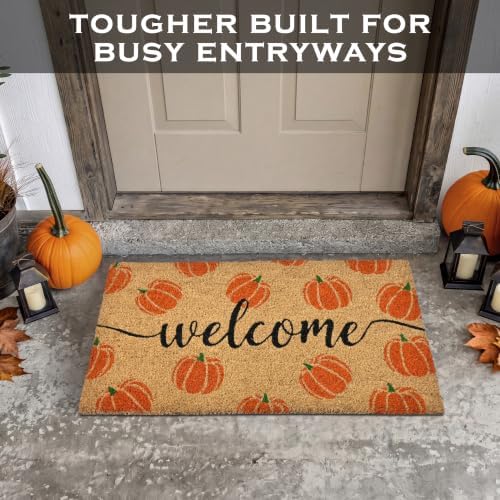 Pumpkin Door Mat 30x17 Inch, Fall Welcome Mat Coir, Halloween Doormat