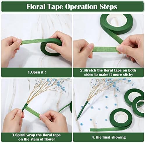 PAXCOO Floral Arrangement Kit with Green Tape and Wire, Boutonniere Flower pin, Wire Cutter for Wreath Making Supplies