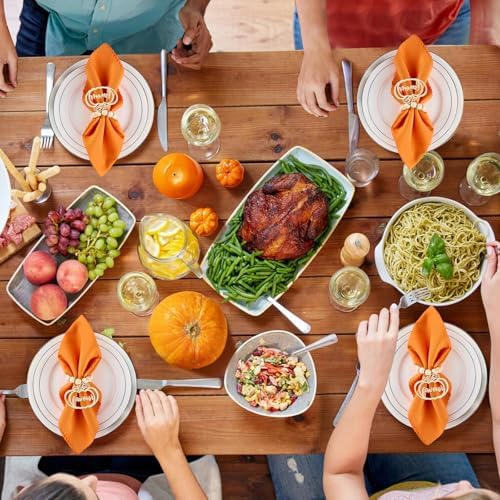 Fall Thanksgiving Pumpkin Napkin Rings Set of 12, Thanksgiving Table Decor