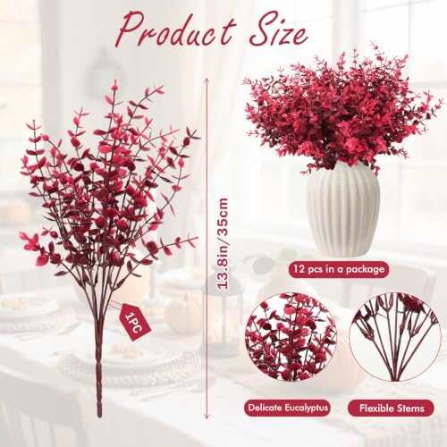RECUTMS 13.8" 12 Bundles Artificial Flowers for Outdoors Faux Boxwood Plant