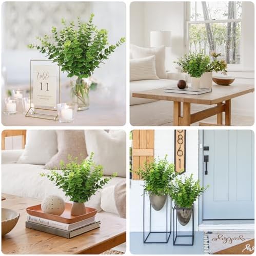 RECUTMS 36Pcs Artificial Tender Green Eucalyptus Leaves Stems 14.6 inch