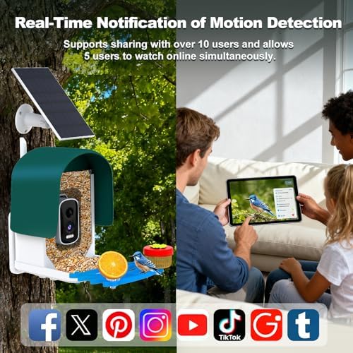 4k Smart Bird Feeder with Camera, Build-in 32GB SD Card & Solar Powered