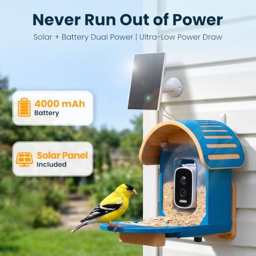 Smart Bird Feeder with Camera, Blue