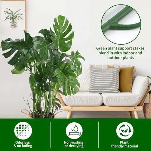 Yhtpouqe 9 Pack Green Plant Support Stakes Plant Stakes for Indoor and Outdoor Plants. 39.37inch Plant Sticks with Extension Poles, Plant Clips,Plant Ties for Potted Monstera Plants, Climbing Plants