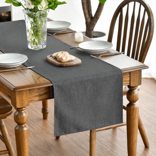 Artoid Mode Grey Table Runner, Seasonal Washable Kitchen Dining Table Decoration for Home Party Decor 13x60 Inch