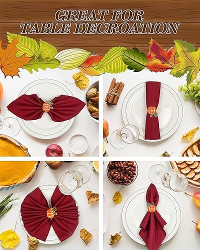 KPOSIYA Thanksgiving Napkin Rings, Fall Napkin Holders, Pumpkin, 12pcs