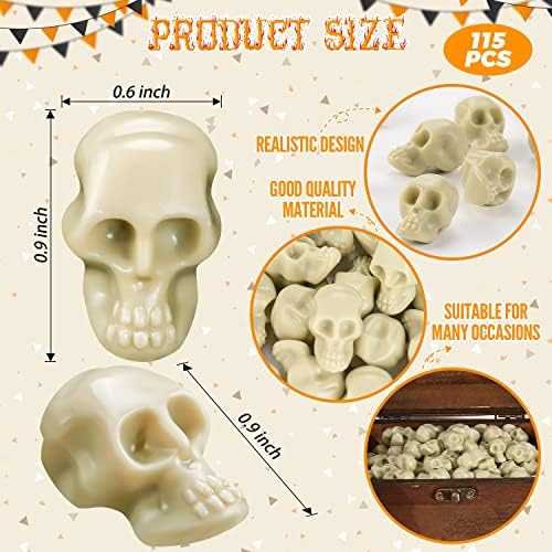 115Pcs Halloween Mini Plastic Skull Heads