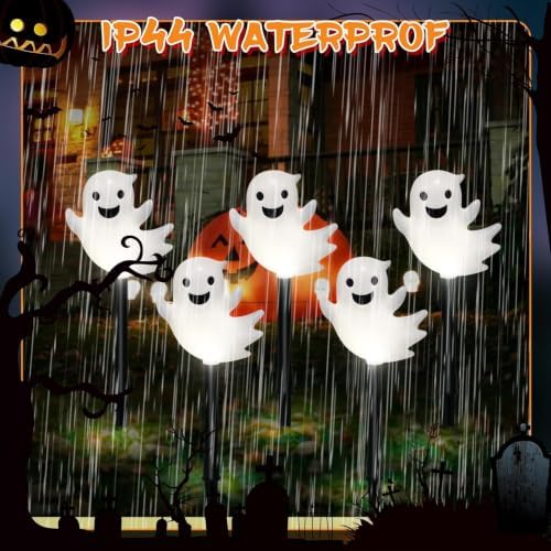 20 Pack Solar Halloween Ghost Pathway Lights, 3D Solar Lights