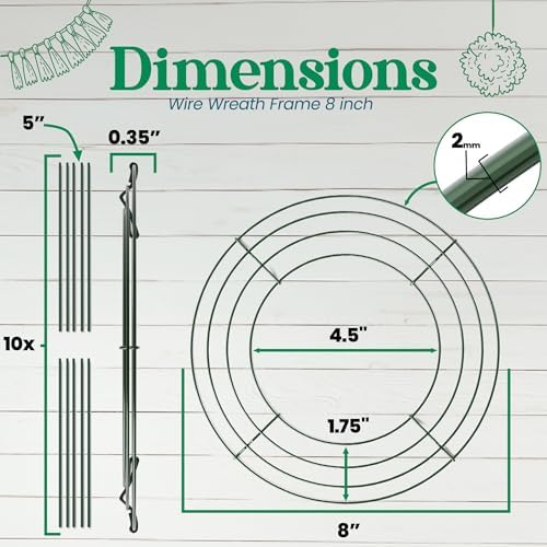 2-Pack 08 Inches Wire Wreath Frame – Round Metal Wreath Form