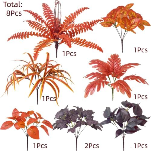 Fall Artificial Plants Faux Greenery for Outdoor Porch Planter Decoration