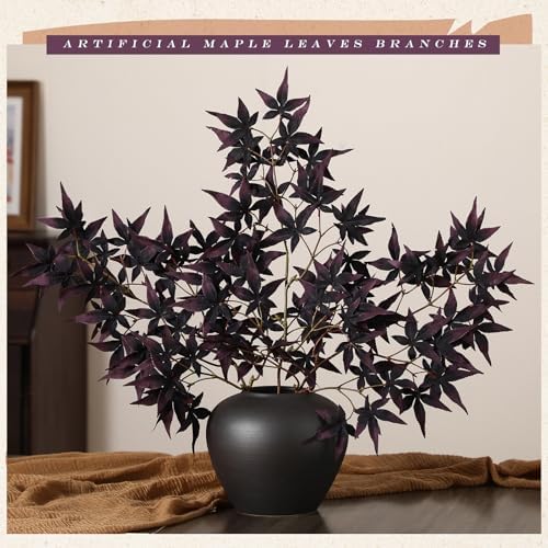 Janinka 29" Fall Stem Leaf for Vase Artificial Japanese Maple,Black Currant