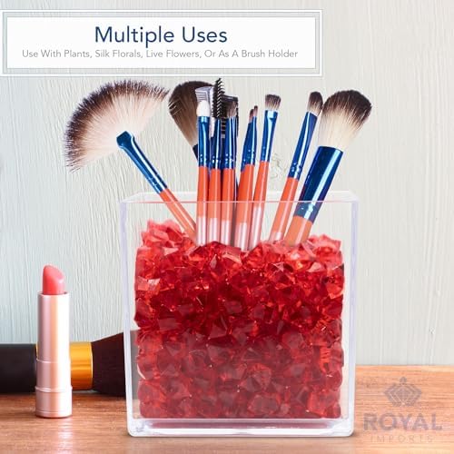Royal Imports Acrylic Square Vases for Centerpieces Non-Breakable 5" Clear