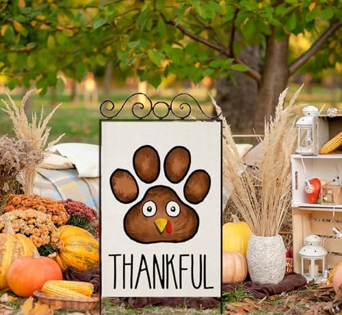 Thanksgiving Turkey Paw House Flags for Outdoor 28x40 Inch Double Sided