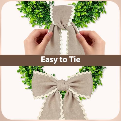 Wreath Sash for Front Door, 2 Pcs Farmhouse Burlap Wreaths Ribbon