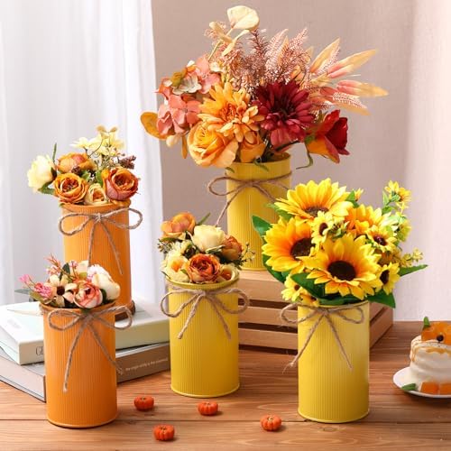 5.91 Inch Rustic Vase Wedding Table Centerpieces,Yellow, Orange,16 Pcs