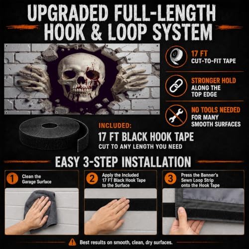 Halloween Garage Door Cover 7 x 16 ft, Breaking Skull Banner