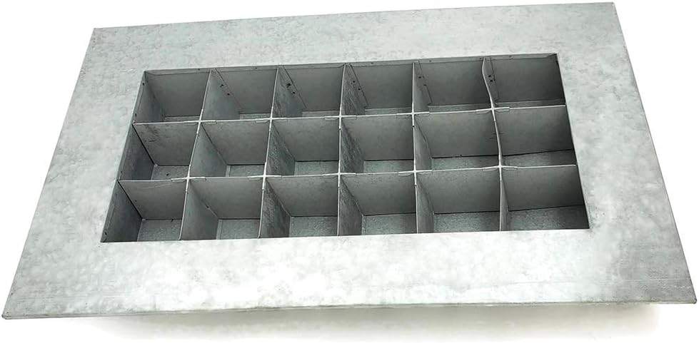 Modern Home Living Wall Galvanized Steel/Zinc Succulent Planter, Wall Mounted Garden Pocket Planter (18 Pocket, Aged