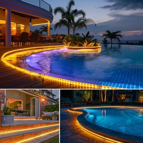Vigdur LED Rope Lights Outdoor, 30FT 360 LEDs Warm White Rope Lights