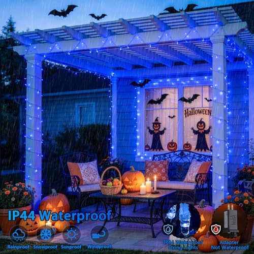 JMEXSUSS 200 LED 66Ft Blue Christmas Halloween String Lights Indoor Outdoor