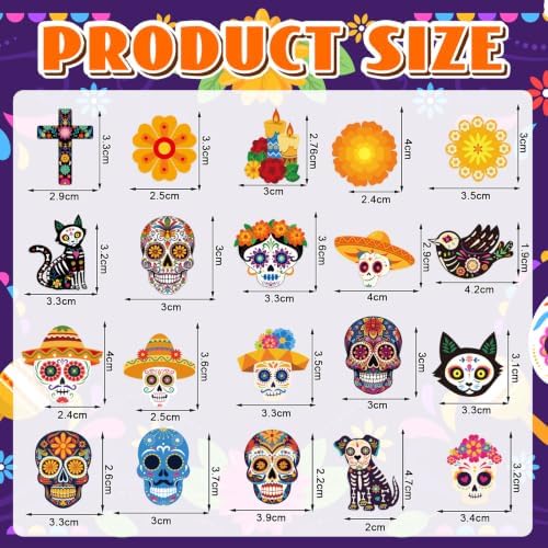 36Pcs Dia de Los Muertos Ornaments Double Side Skull Hanging Decor