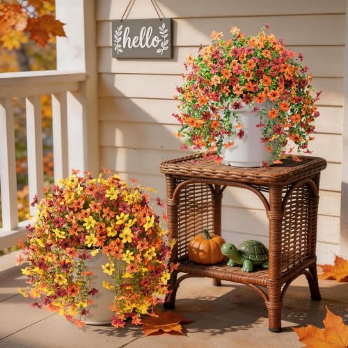 Homsunny Artificial Fake Mums Fall Flowers for Outdoor Decoration