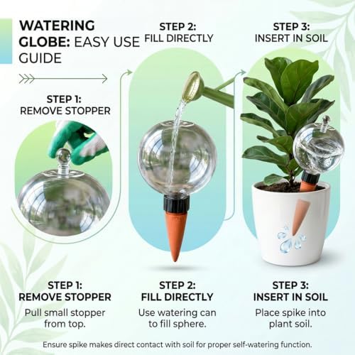 4 Pack 26 oz Extra Large Plant Self Watering Globes to 3 Weeks Watering