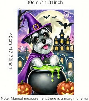 BlissYard Halloween Schnauzer Witch Garden Flag 12x18 Inch Polyester