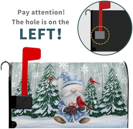 Winter Cardinal Birds Mailbox Cover Winter Gnome Mailbox Covers Magnetic Large Size 21x25.5 Inch Christmas Tree Mailbox Wraps Post Letter Box Cover Xmas Holiday Decorations for Home Garden Yard