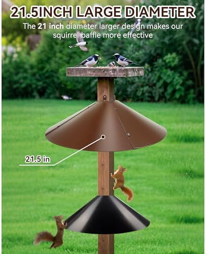 Qualirey 21.5" Metal Squirrel Proof Baffle, for 4 x 4 Posts,Brown,1 Pack