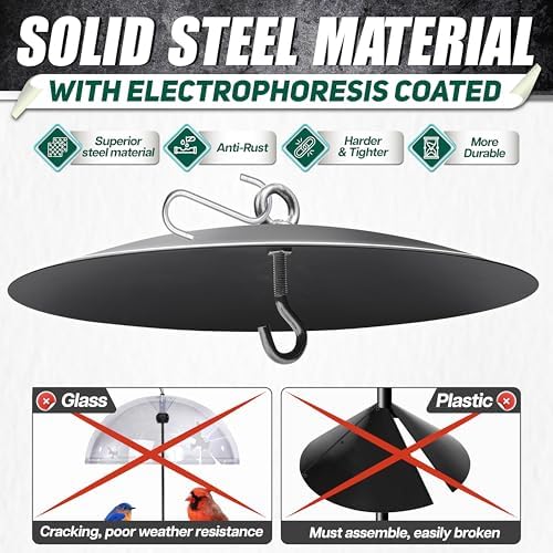 Solid Metal 16” Squirrel Baffle for Bird Feeder Hang Mount Squirrel Guard