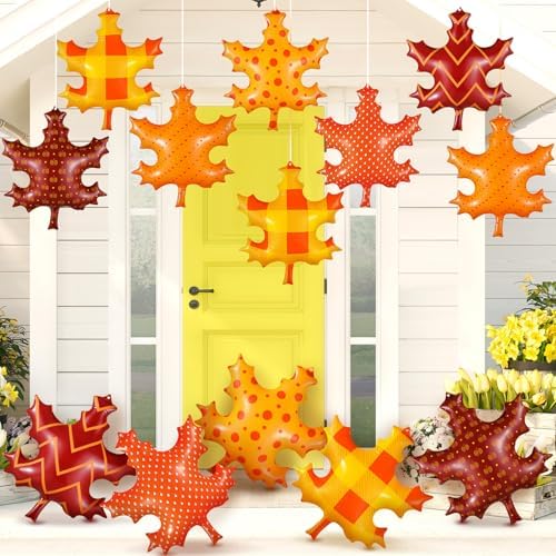12 Pcs Fall Inflatable Leaf Classroom Decor Thanksgiving Large Maple Leaf