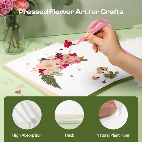 Caydo 22pcs Large 11.8 x 8.26 Inch Blotting Paper for Flower Press, Highly Absorbent and Reusable Blotter Papers for Pressing Flower & Herbarium Herbs,Simply Cutting Blotter Sheets for Craft Supplies
