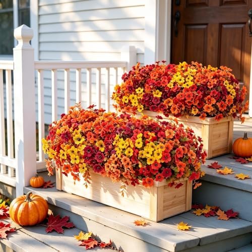 20 Pcs Artificial Fall Flowers for Outdoors Fake Mums Fall Decor
