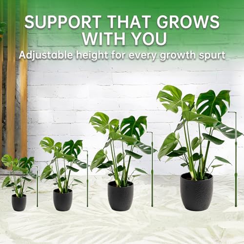 Yhtpouqe 6 Pack Extendable Plant Stakes, 16.5-42.5 Inch Plant Stakes for Indoor Outdoor, Adjustable Monstera Plant Support Sticks with Clips for Clombing Plants, Vine, Orchid, Tomato, Vegetables