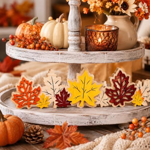 Fall Tabletop Decor Wooden Sign, Maple Leaf Fall Shelf Decor for Home