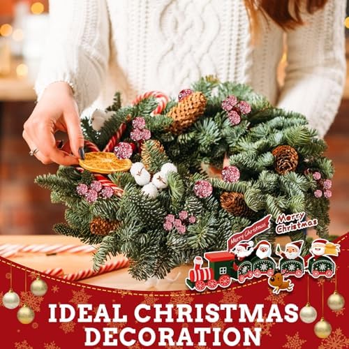 20 Pack Artificial Christmas Tree Picks Christmas Red Berries Stems Pine Branches Spray with Pinecones Holly Leaves for DIY Xmas Garland Wreath Ornaments Holiday Décor (Snowflake Berries)