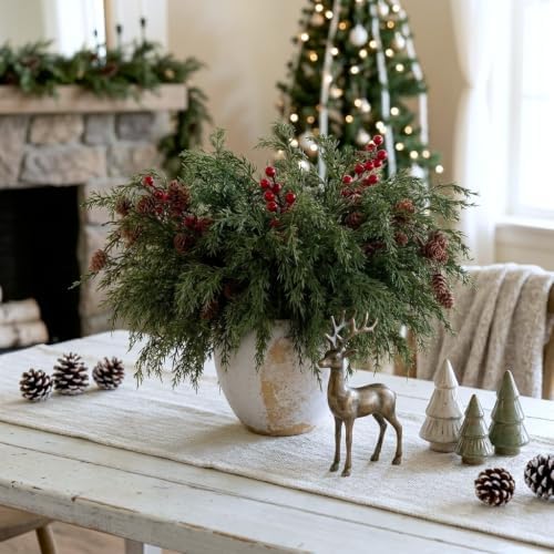 Lifelike Touch Cedar Stems Artificial Norfolk Pine Branches for Vase Decor