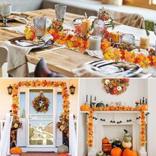 SITUMEIZI 2 Pcs 13Ft Fall Leaves Garland for Thanksgiving Decor
