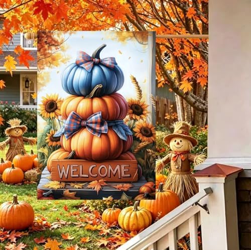 Large Fall Welcome House Garden Flags 28 x 40 Double Sided Outside